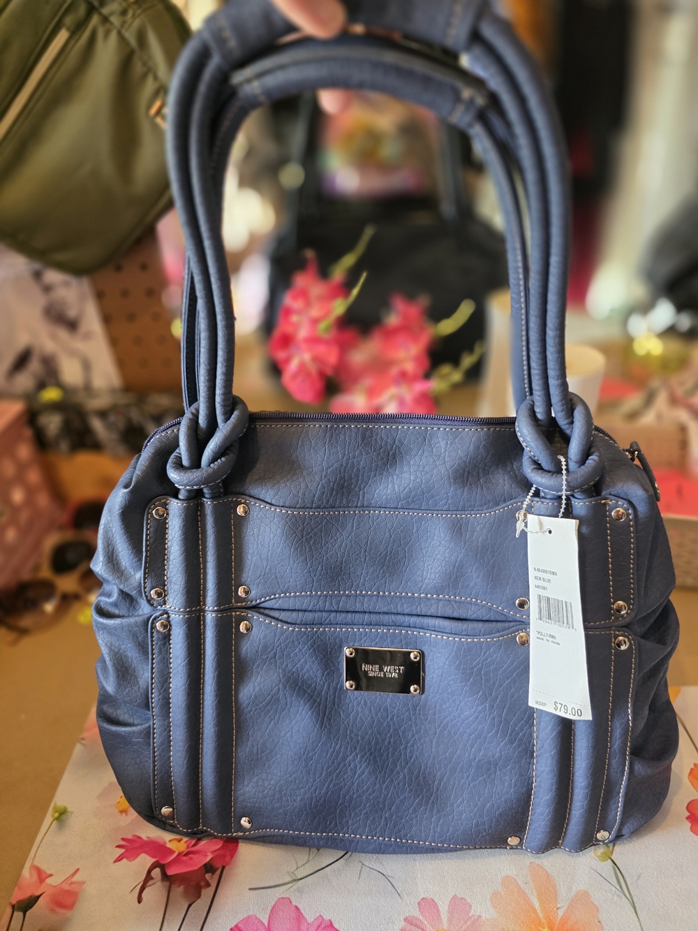 Nine West Denim Blue Soft-Textured Shoulder Bag